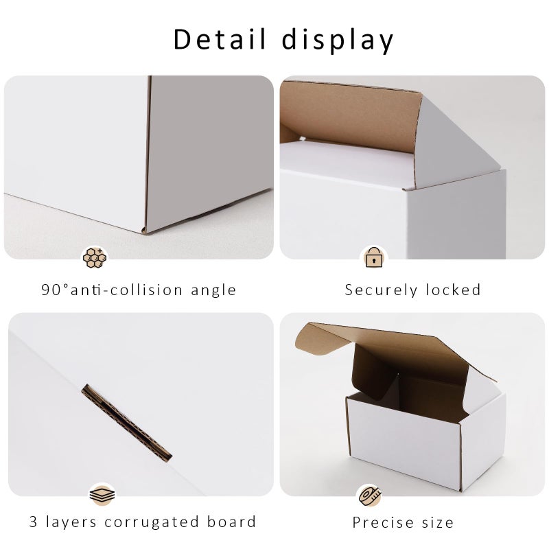BIOBROWN 6x4x3"" 50 Pack Corrugated Cardboard Boxes Small Shipping Box for Packaging Small Business Mailer Mailing White - Image 5